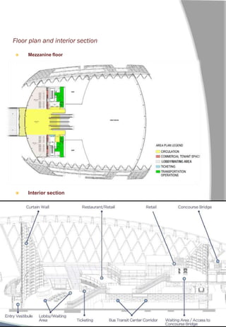 Floor plan and interior section
 Mezzanine floor
 Interior section
 