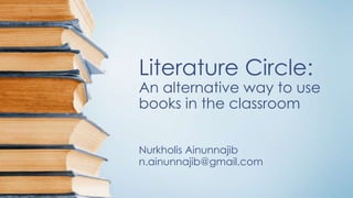Literature Circle:

An alternative way to use
books in the classroom
Nurkholis Ainunnajib
n.ainunnajib@gmail.com

 