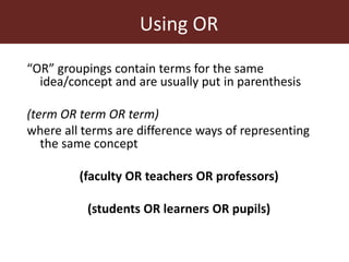 Systematic Literature Review Training:  Searching for Literature