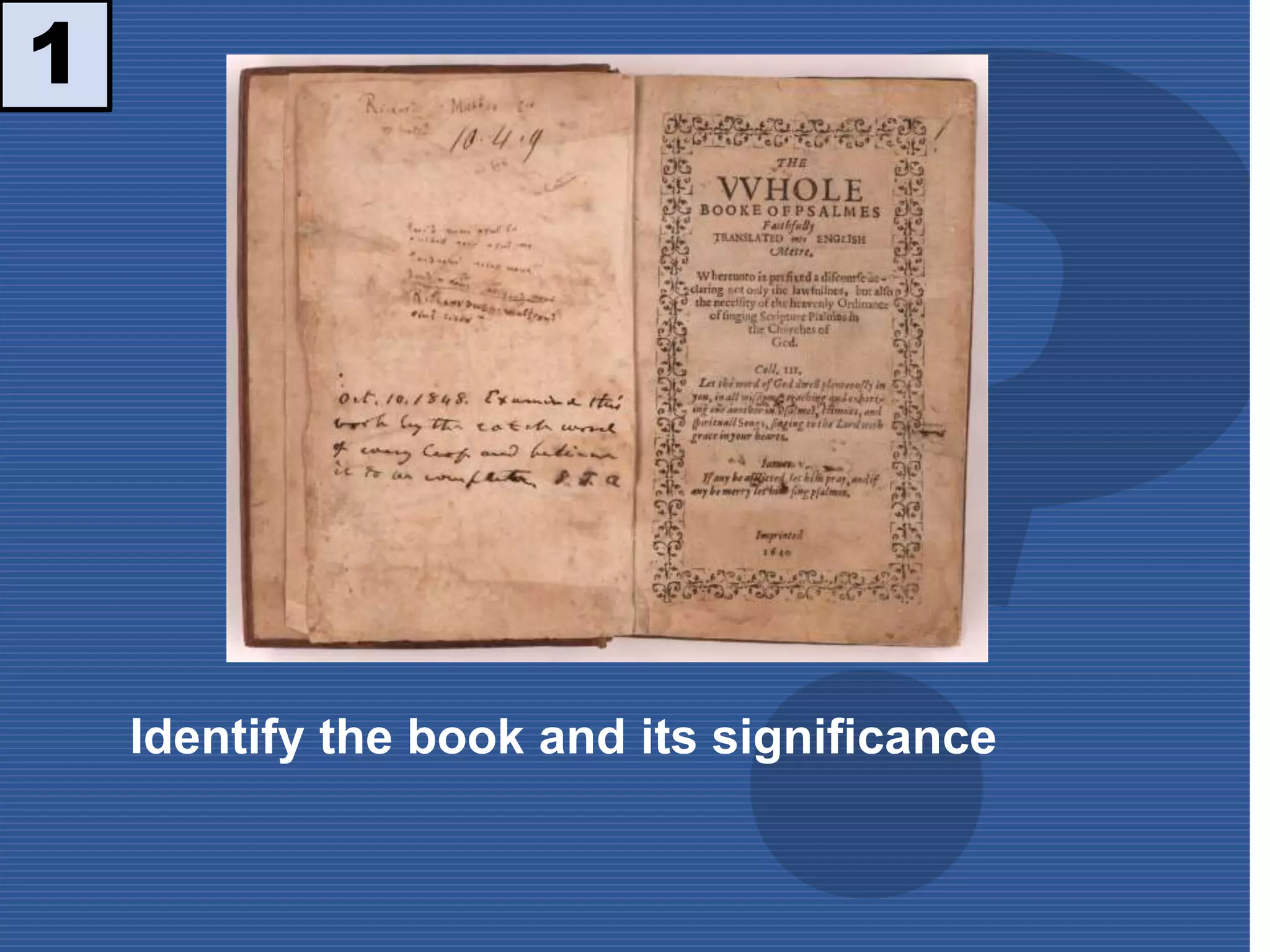 1
Identify the book and its significance
 