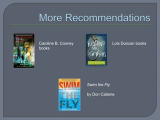 Caroline B. Cooney                  Lois Duncan books
books




                     Swim the Fly

                     by Don Calame
 