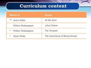 Curriculum content
