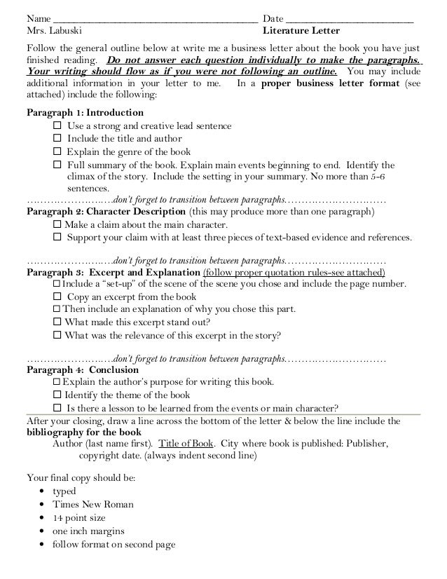 Literary Letter Example : How to Write a Letter: Letter Writing Types ...