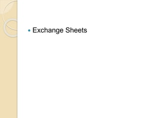  Exchange Sheets
 