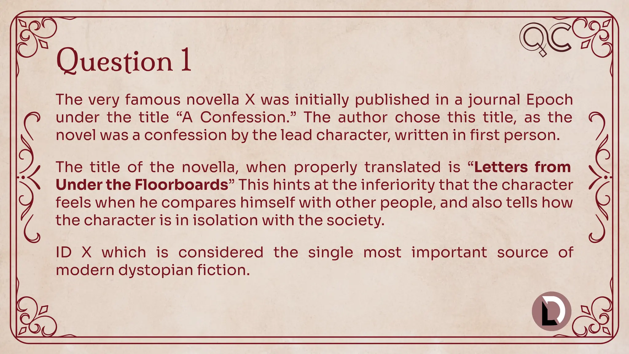 Literature Quiz 20th October 2024, Quiz Club NITW PPT