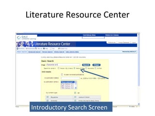 Literature Resource Center Introductory Search Screen 