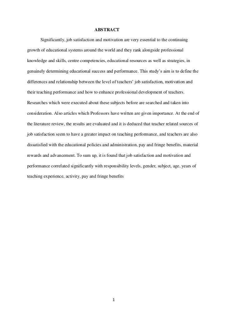 Research paper on job satisfaction among teachers