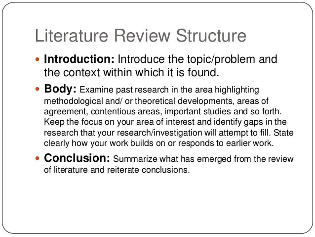 literature review introduction body conclusion