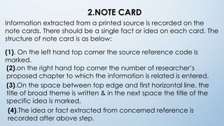 Note Card Report Method Literature review in research methodology | PPTX
