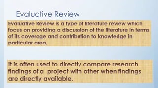 Literature review in research methodology