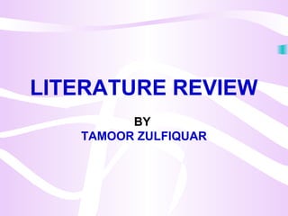 LITERATURE REVIEW
BY
TAMOOR ZULFIQUAR
 