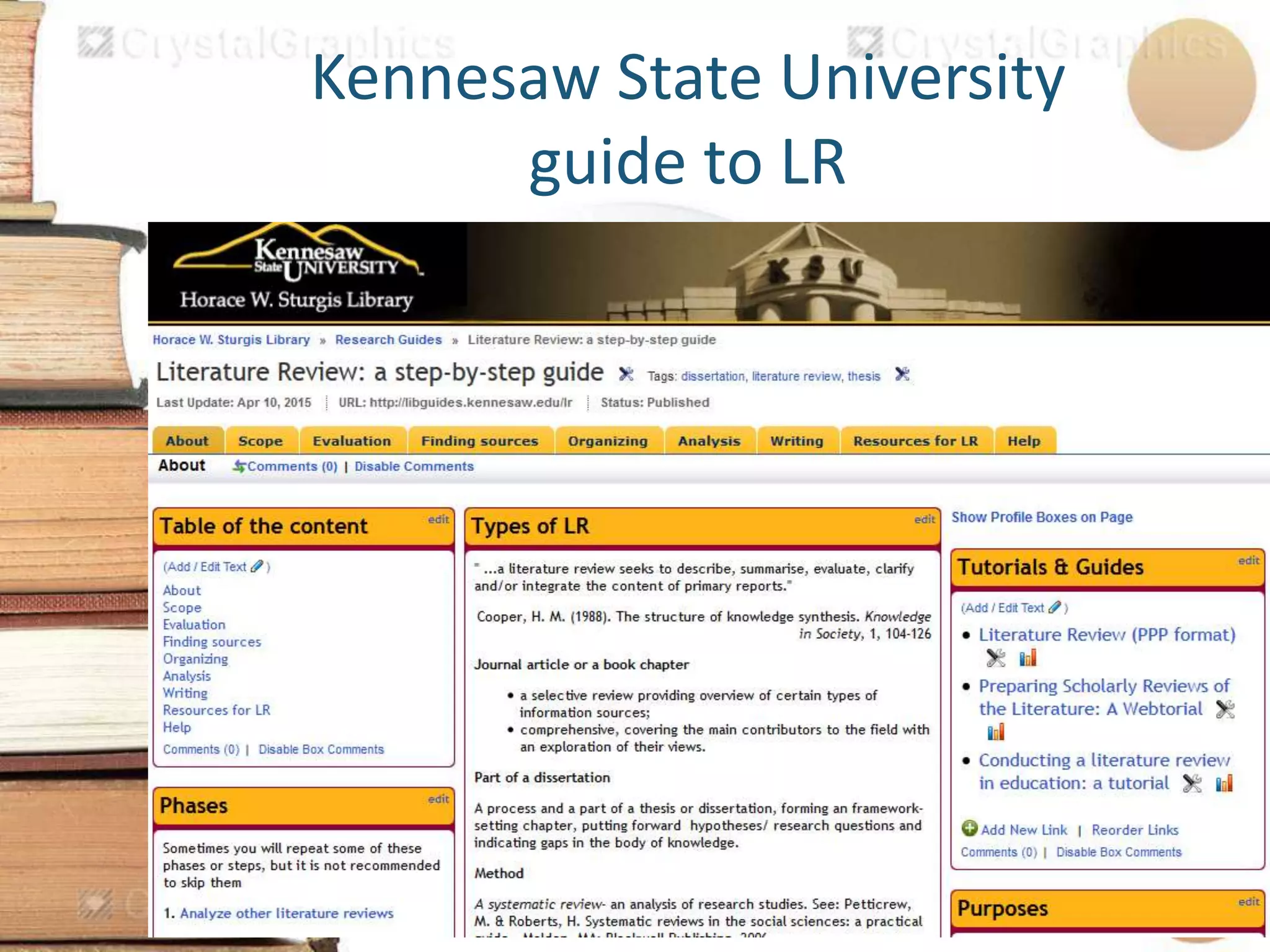 Kennesaw State University
guide to LR
 