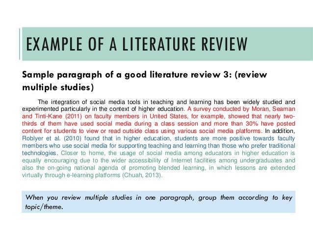 Sample Literature Review Of An Article - Literature reviews - Example 1