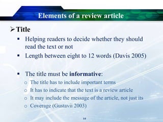 How to write a literature review