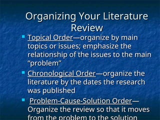 LiteratureReview guidlines and effective writing | PPT