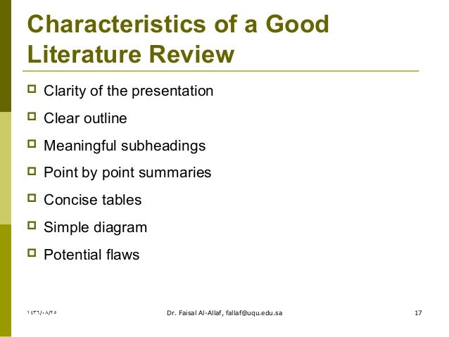 good qualities of literature review