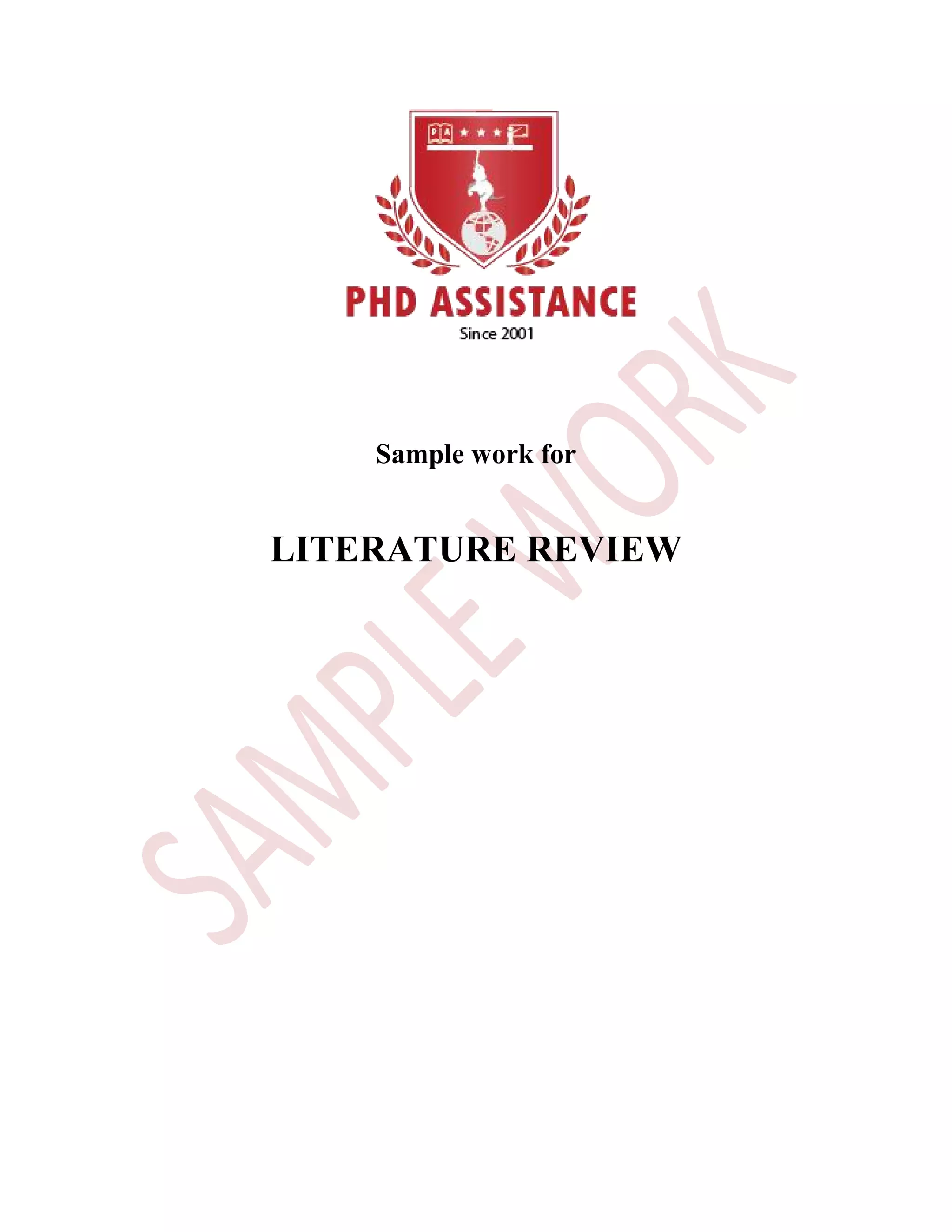 Sample work for
LITERATURE REVIEW
 