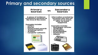 Primary and secondary sources 
 