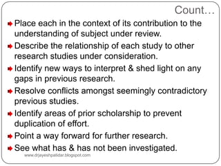 Count…
Place each in the context of its contribution to the
understanding of subject under review.
Describe the relationsh...