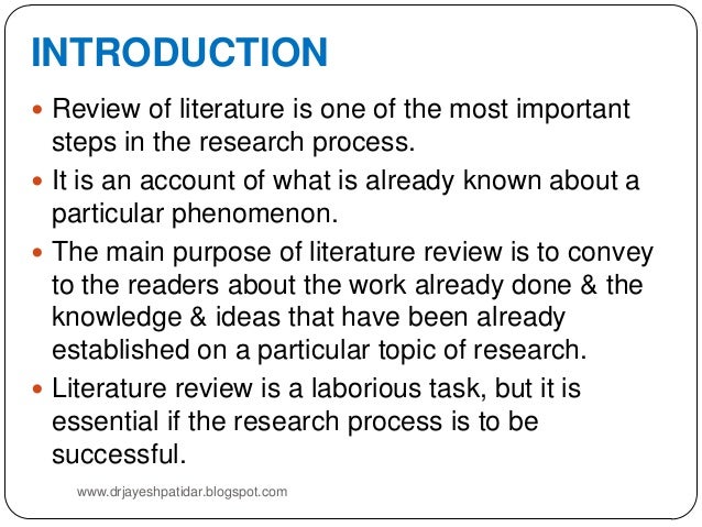 the role literature review in research process