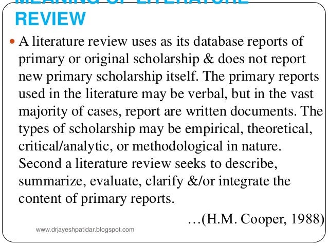 meaning and importance of literature review