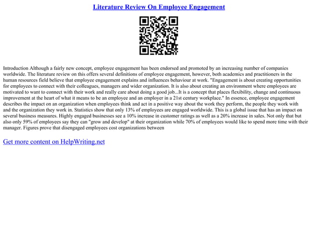 Literature Review On Employee Engagement | PDF | Educational Assessment ... image.