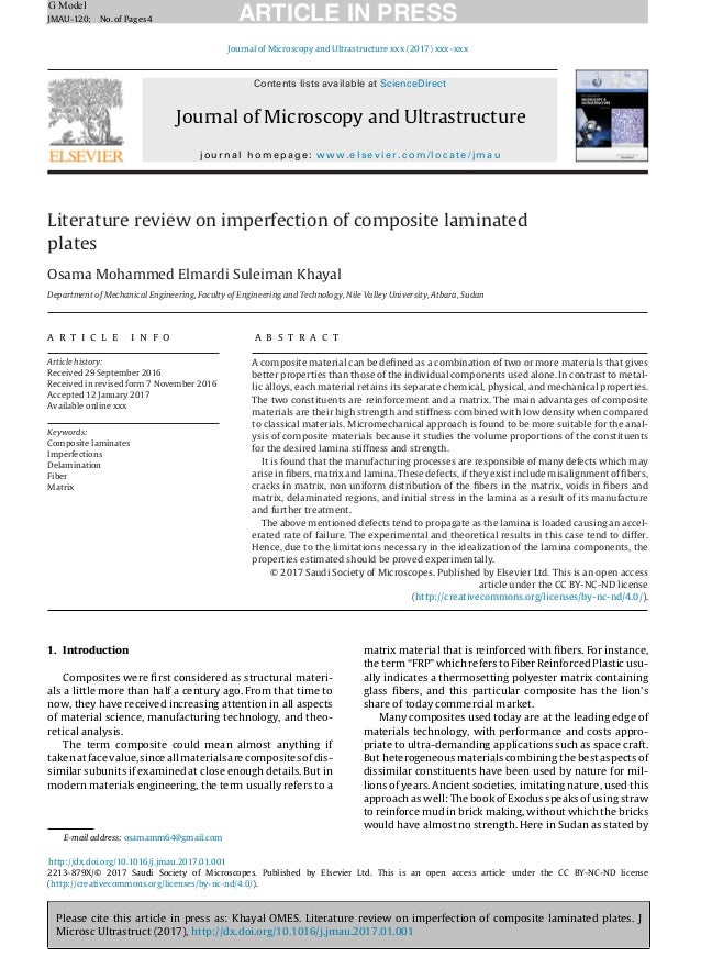 Literature review on imperfection of composite laminatedplates