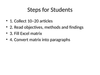 Effective Literature Review Writing Using Excel Matrix for Research ...