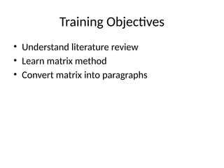 Effective Literature Review Writing Using Excel Matrix Method for ...