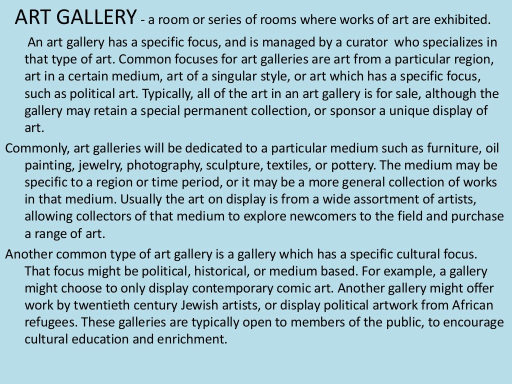 Literature study on art gallery