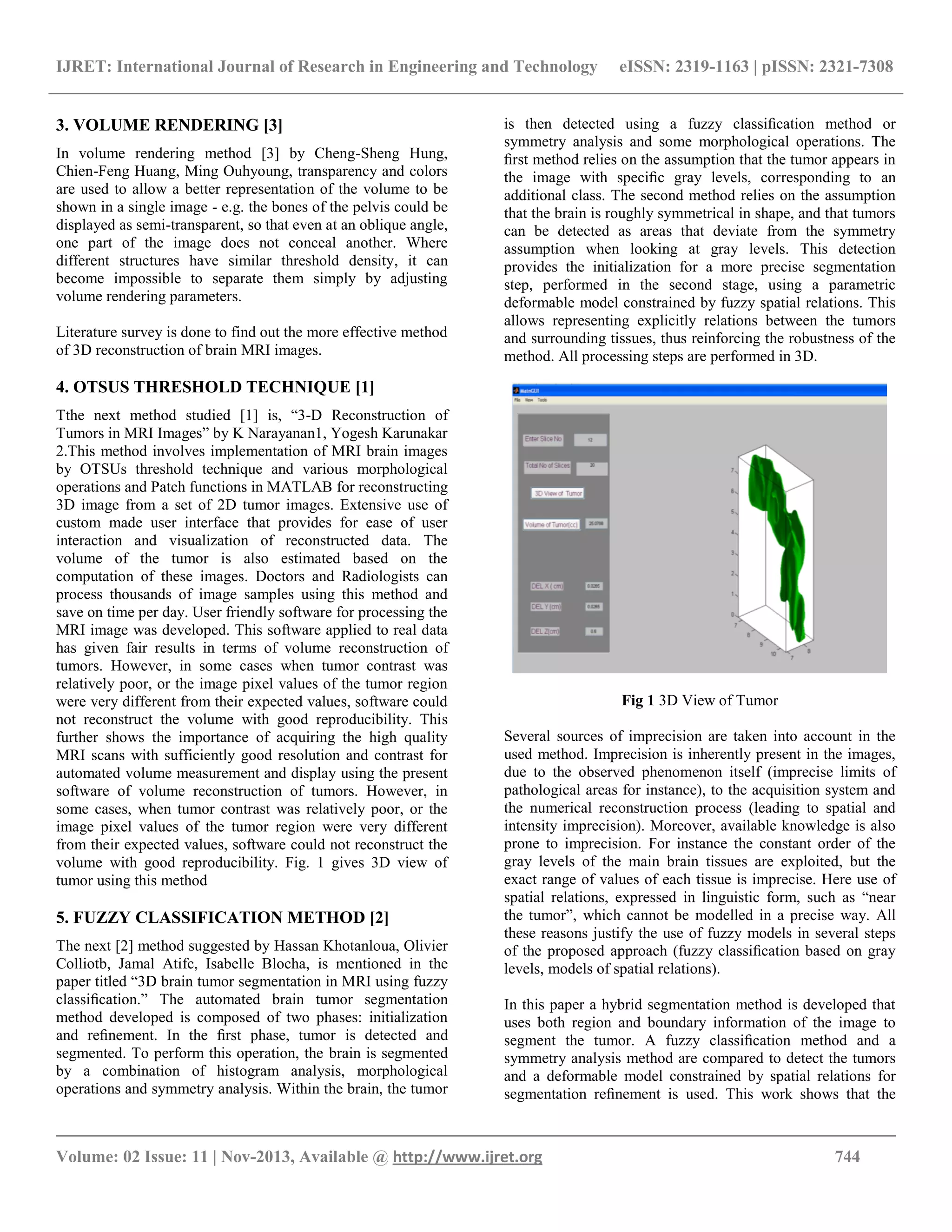 Literature survey for 3 d reconstruction of brain mri images | PDF