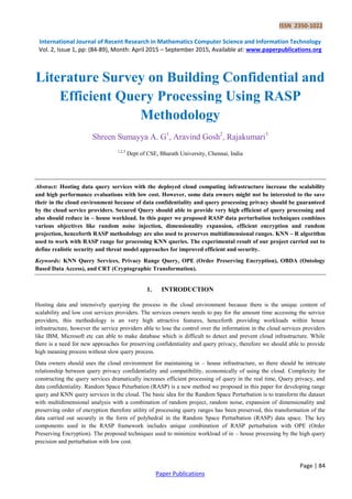 Literature Survey on Buliding Confidential and Efficient Query ...