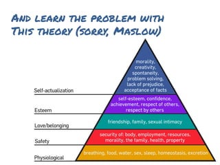 And learn the problem with
This theory (sorry, Maslow)
 