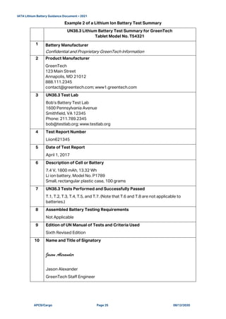 Lithium battery guidance document 2021 | PDF