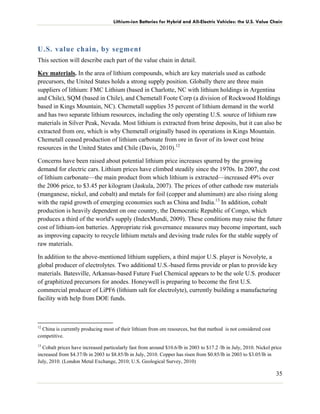 Lithium ion batteries for electric vehicles the U.S.. value chain | PDF