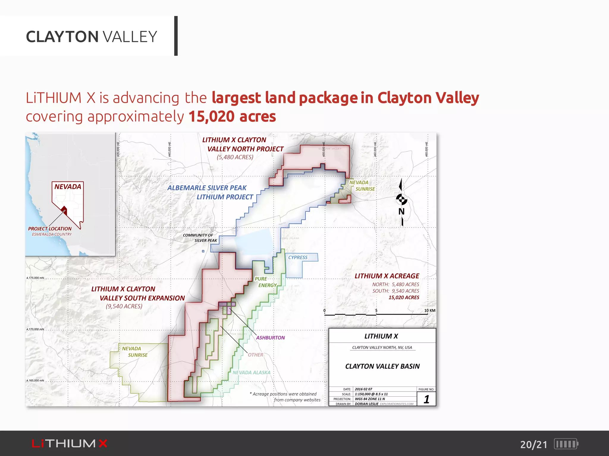 20/21
CLAYTON VALLEY
LiTHIUM X is advancing the largest land package in Clayton Valley
covering approximately 15,020 acres
 