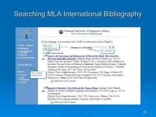 Searching MLA International Bibliography 