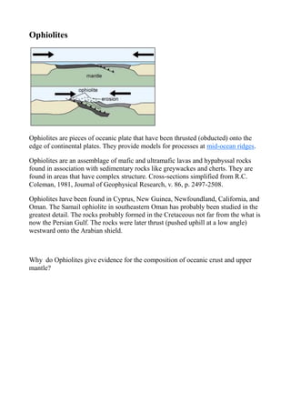 Obducted Rocks Lithosphere | PDF