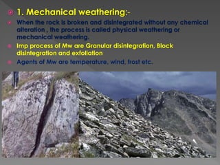 Block Disintegration Weathering Example Lithosphere VIII Social Science Karnataka State syllabus | PPTX