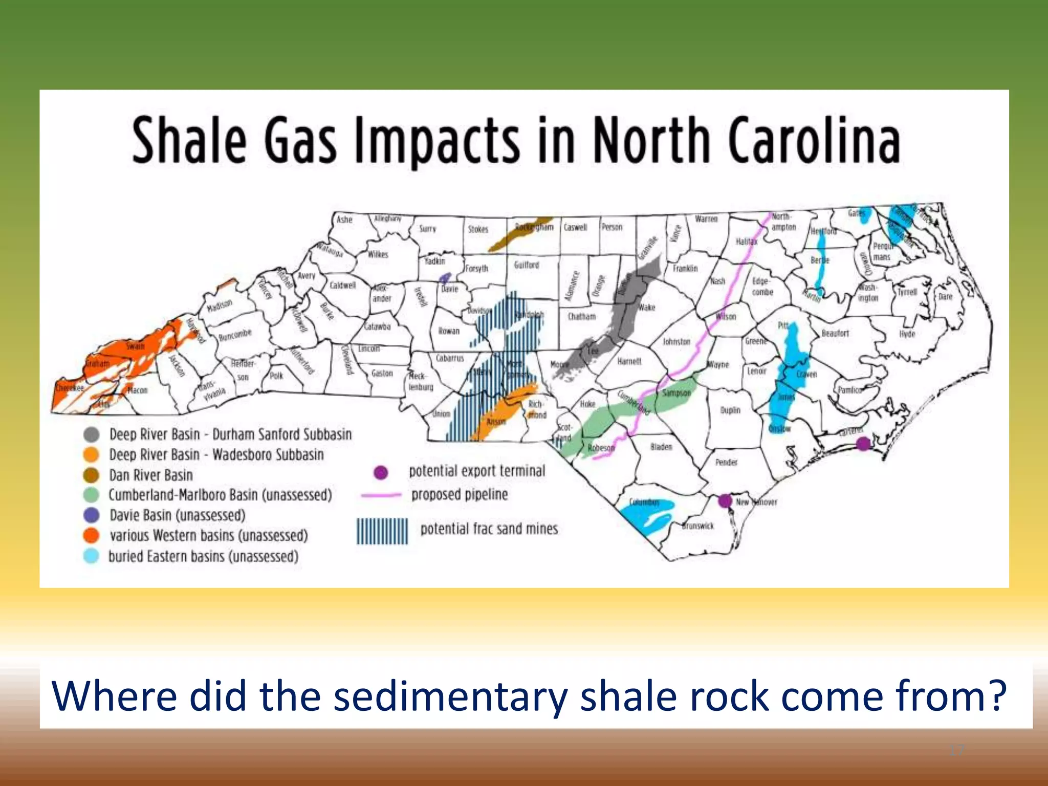 17
Where did the sedimentary shale rock come from?
 