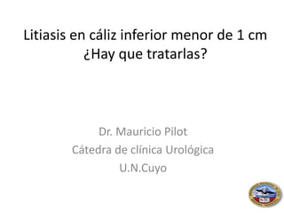 Litiasis en cáliz inferior menor de 1 cm
¿Hay que tratarlas?
Dr. Mauricio Pilot
Cátedra de clínica Urológica
U.N.Cuyo
 