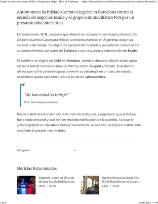 Exalumno de Esade demanda a Peugeot y Esade por presunto plagio de plan ...