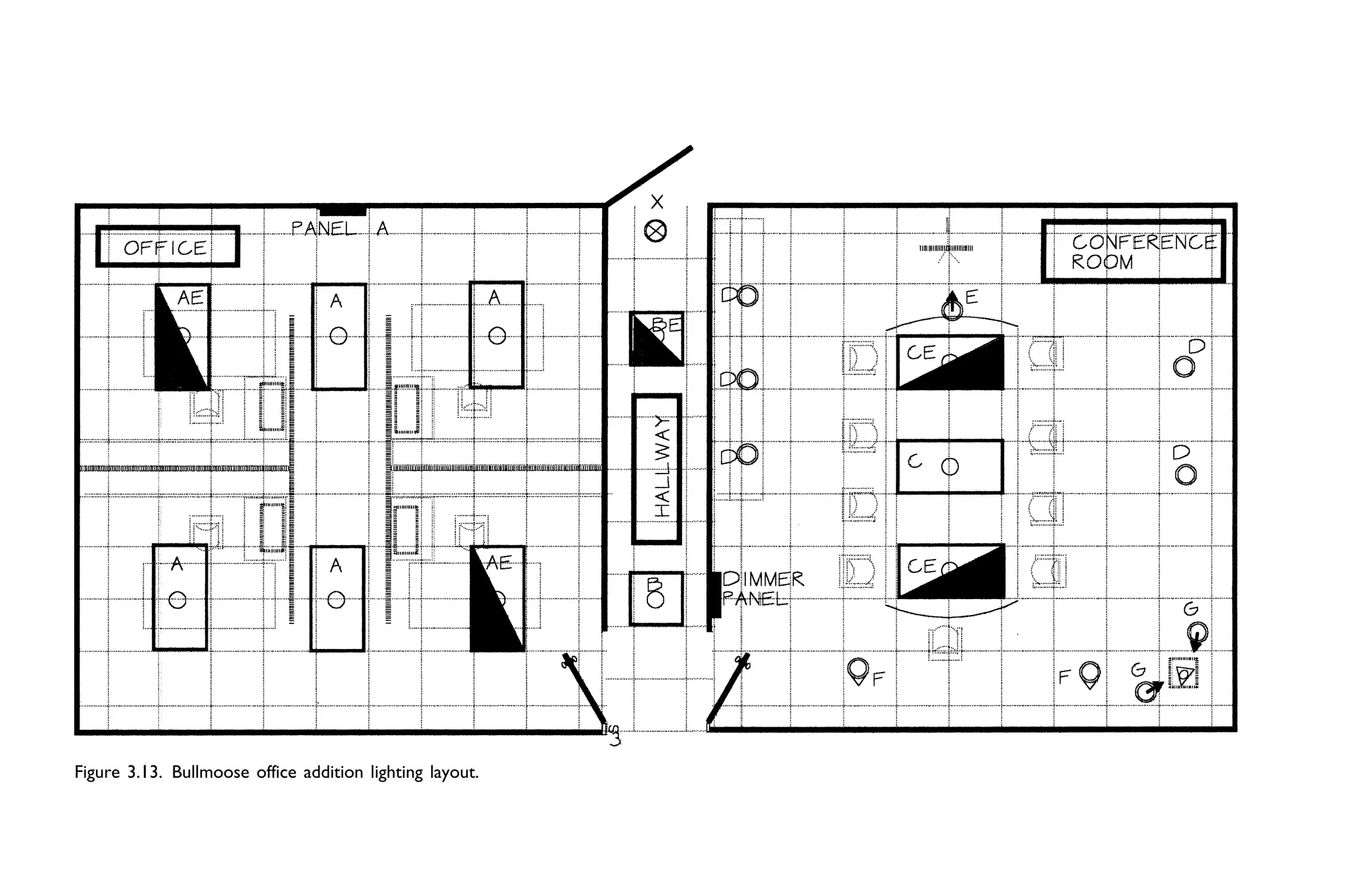 Figure 3.13. Bullmoose office addition lighting layout.
 
