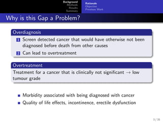 Background
Methods
Results
Summary
Rationale
Objective
Previous Work
Why is this Gap a Problem?
Overdiagnosis
1 Screen det...