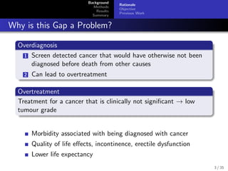 Background
Methods
Results
Summary
Rationale
Objective
Previous Work
Why is this Gap a Problem?
Overdiagnosis
1 Screen det...