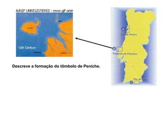 Descreve a formação do tômbolo de Peniche. 