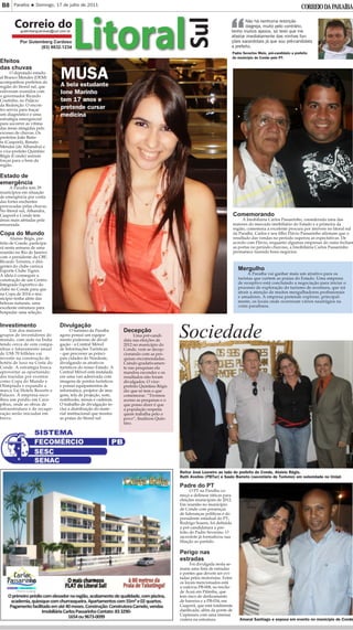 B8    Paraíba     Domingo, 17 de julho de 2011




                                         Litoral


                    ...