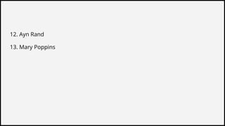 12. Ayn Rand
13. Mary Poppins
 