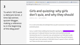 3
To which 1813 work
is Abhirami Girish, 2
time SJQ winner,
quizzer-blogger,
making a reference
to in the beginning
of this blog post?
 