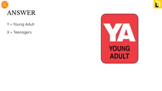 ANSWER
Y = Young Adult
X = Teenagers
 